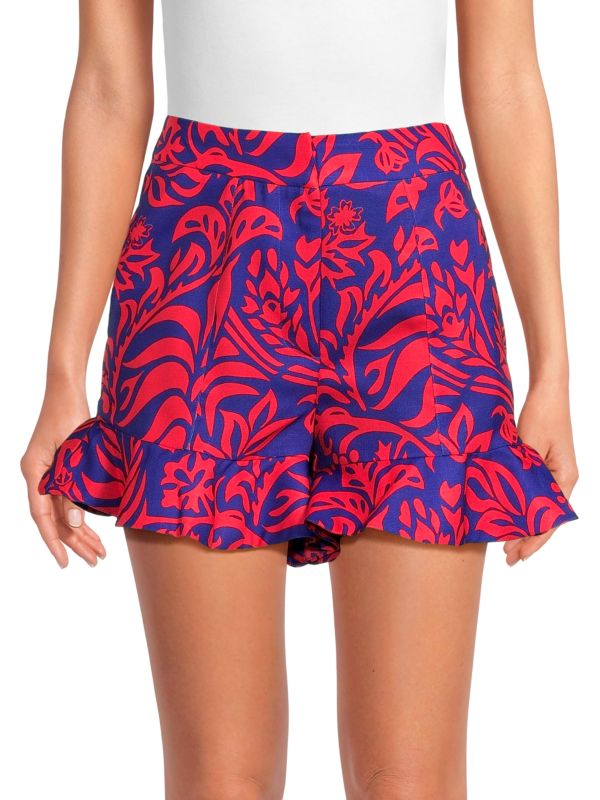 PatBO Pua Floral Ruffle Shorts